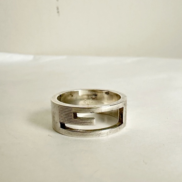 Vintage Sterling Silver logo Gucci Ring